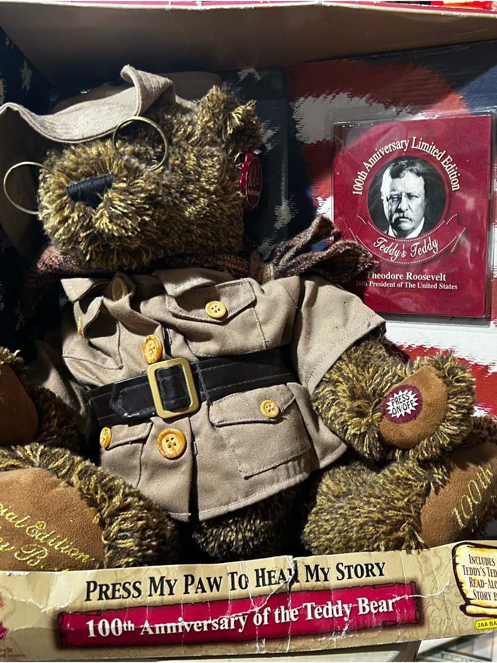 Dan Dee Theodore Roosevelt Bear. Teddy's Talking Teddy 100th Anniversary Bear.